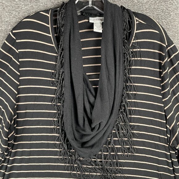 Catherines Top Womens 2X Detachable Scarf Work Office Everyday Casual Stretchy - Picture 3 of 10